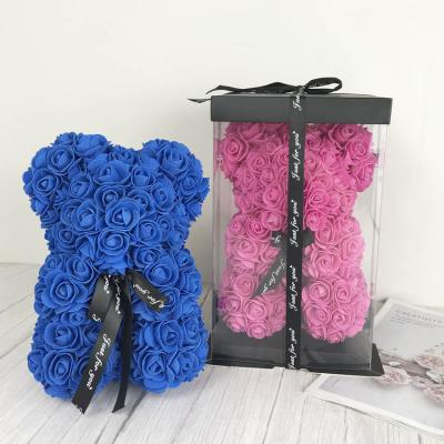 China Luxury Valentine's Rose Teddy Bear Christmas Wedding Present for Girlfriend Birthday Gift Box Kid's Toy Flower Gift Box for sale