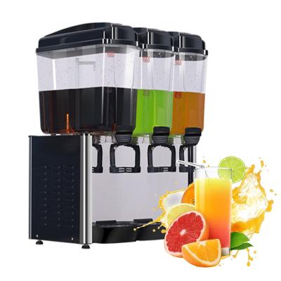 China Automatic Commercial Refrigerated Beverage Double 3 Tanks Stainless Steel Juicer Cold Drink Dispenser 1100w for sale