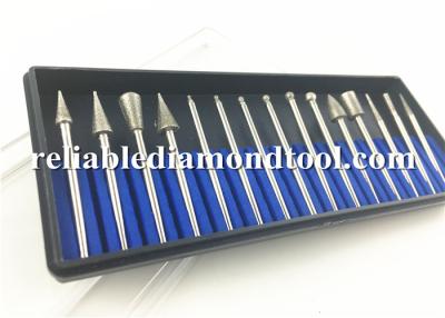 China Diamond Mounted Points Glass Engraving Bits , Rotary Tool Diamond Carving Burrs for sale