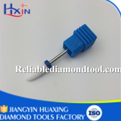 China Medium Ceramic Nail Drill Bit White Ceramic Burr For Nail Shank Head 2.35mm 6.5mm for sale