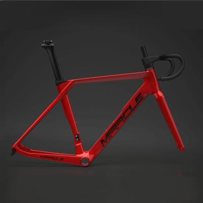 China Road Bikes Hot Miracle Carbon Disc Road Bike Frame, 12*148mm Flat Mount Bicycle Road Frame Carbon for sale