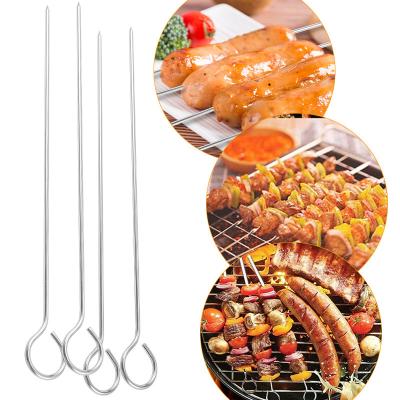 China Easily Cleaned BBQ Accessories Tools BBQ Grill Skewer Stainless Steel Metal Outdoor Skewers Stick for sale