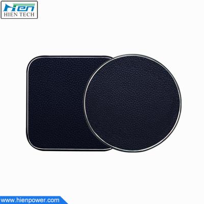 China Mobile Phone Leather Aluminum Alloy Wireless Charger Pad 5W 10W Qi Wireless Charger for sale