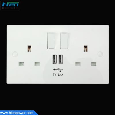 China New Version Residential / Multipurpose Standard Outlet 2 Socket Wall Mount Power With Dual Usb Ports for sale