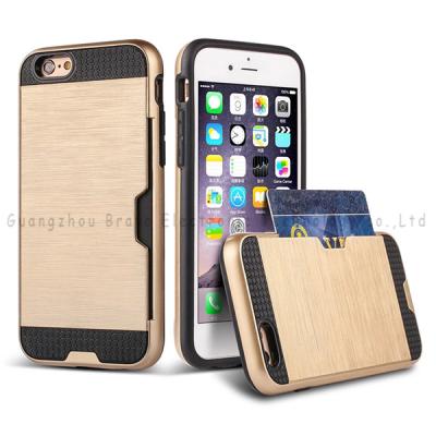 China Brushed metal plug-in card holder case for iphone 6,card holder,fashion design,high range,various models for sale