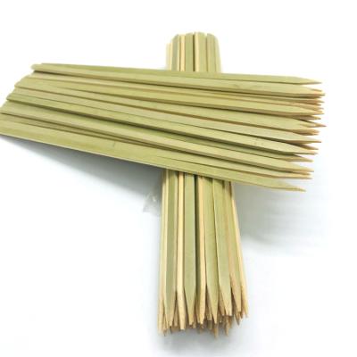 China Disposable Flat Green Bamboo Stick Easily Cleaned Green BBQ Stick Heat Resistance Bamboo Stick for sale