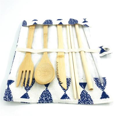 China Sustainable Factory Wholesale Natural Travel Bamboo Cutlery Set Bamboo Picnic Cutlery Set for sale