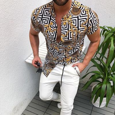 China 2022 New European Hawaiian Autumn Border Men's Floral Long-sleeved T-shirt Cardigan Anti-pilling Waist Print For Men for sale