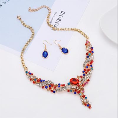 China New Fashion Environmental Friendly Women's Alloy Plated Rhinestone Rhinestone Jewelry Crystal Elegant Sparkle Set for sale