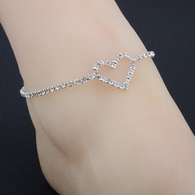 China 2021 Hot Sale Adult Fashion Crystal Anklet Elegant Crystal Heart Custom Made BOHEMIA Shape Anklet Chain For Women Girls Jewelry for sale