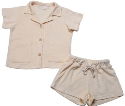 China Short sleeved 2 piece baby clothes wholesale linen dress summer baby clothes set kids clothes 0-2 ages for sale