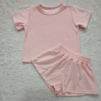 China Breathable Summer Baby Terry Cloth Newborn Unisex Clothes Kids Clothing Set Wholesale Kids Clothes 2 Sets for sale