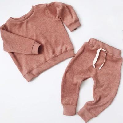 China Autumn Winter Kids Casual Towel Kid Clothes Soft Solid Color Cotton Clothes Sets for sale