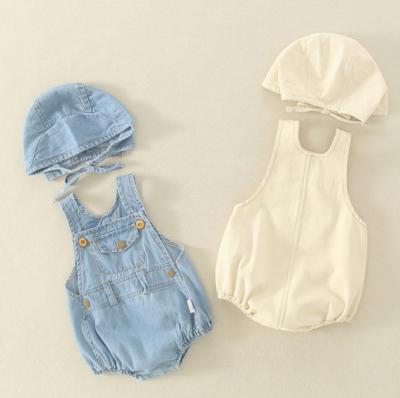 China Light Color Two-Piece Triangle Romper Summer Baby Boy And Girls Baby Denim Casual Rising Clothes for sale