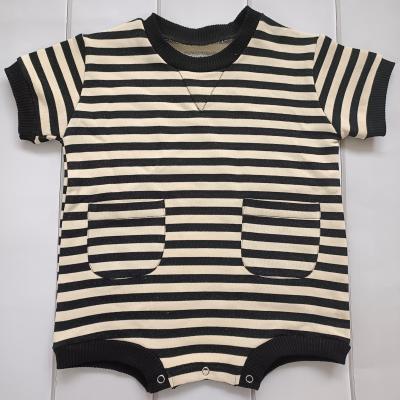 China 100% New Summer Baby Girl Stripe Cotton Short Sleeve Regular Jumpsuit Baby Rising Suit Baby Rompers for sale