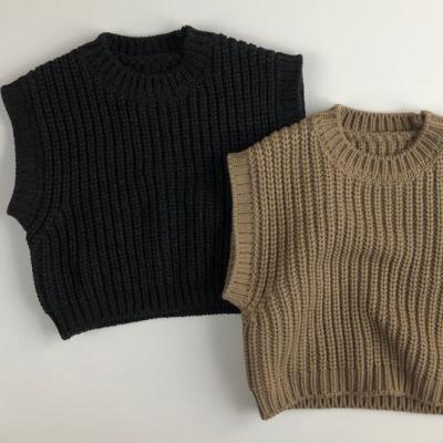 China New Design Autumn Winter Children's Vest Solid Color Children Invest Sweater 100% Cotton 0-3M for sale