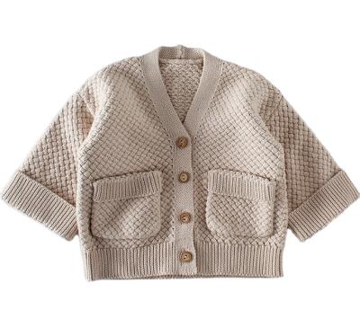 China Solid Color Breathable Cardigan With Button And Pocket Cotton Knit Cardigan Girls Sweater for sale