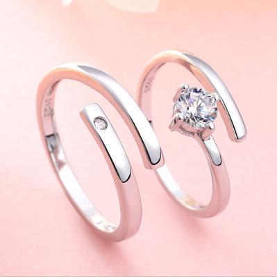 China FASHIONABLE S925 Sterling Silver Lovers Ring Opening Wedding Ring To Ring Qixi Ornaments Valentine's Day Gifts Accessories for sale