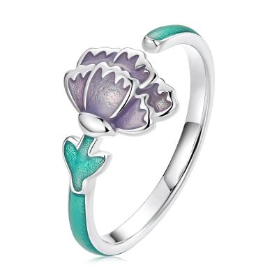 China CLASSIC Carnation Flower Ring Earring Set Lavender Flower s925 Silver Jewelry for sale