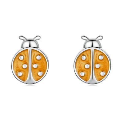 China CLASSIC orange ladybug earrings ring jewelry set cool pastoral style s925 silver earrings jewelry for sale