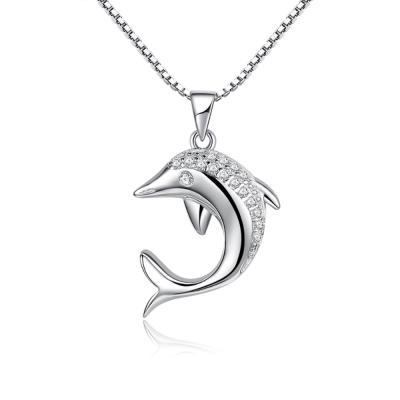 China BAGREER P1812 2019 Pure CLASSIC Cute Dolphin Necklace D.C.A.-zIrcon Pendant Jewelry 925 Sterling Silver for sale