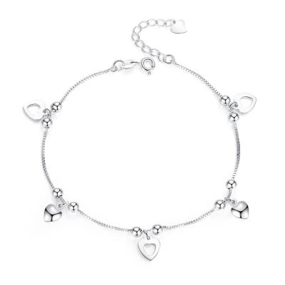 China BAGREER A1809 Silver 925 Candy Heart Tassel Anklet Silver Gold Plated Original Anklets BeadsJewelry Chain Women for sale