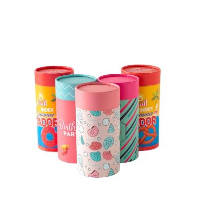 China OEM Biodegradable Soft Touch Lamination Round Gift Box Packaging For Tea Round Tube Paper Packaging for sale