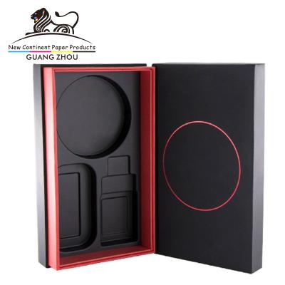 China Handmade Custom Logo Printing Black Blank Top And Bottom Cell Phone Box With Lid for sale