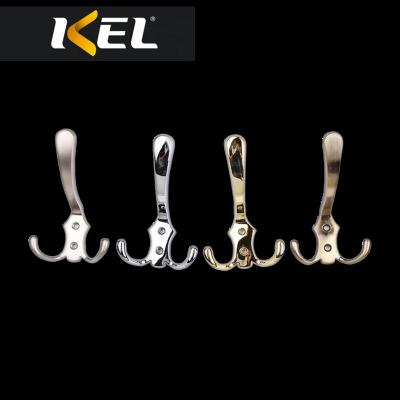 China Stocked Furniture Bathroom Wall Hangs Zinc Alloy Double Wall Mount Clothes Hook Hanger for sale