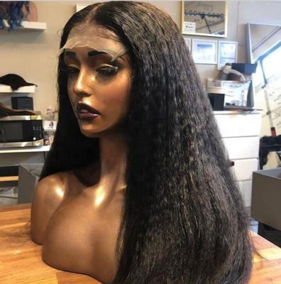 China Curly Afro Yaki Hair Lace Front Wigs Kinky Straight Wholesale Mongolian Virgin Hair 5X5 Lace Closure Wigs With Baby Hair for sale