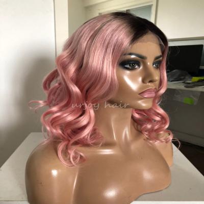 China Superb Quality Virgin Malaysian Wavy Black Pink Black Lace Front Wigs Glueless Lace Front Wigs For Women for sale