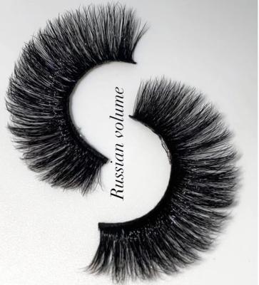 China Natural Soft Hot Selling Russian Strip Lashes Winged Russian False Mink 15mm Full Strip Lashes C d Curl Strip Lashes for sale