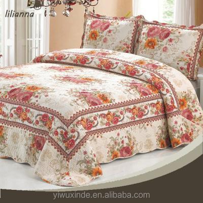 China luxury items floral european style bedspread and curtain set for sale