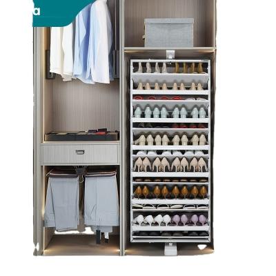 China Enlarge Space Customized 100% Single Multi-Layer Rack Door Multi-Layer Door Space Saving Home Shoe Storage Shoe Cabinet Rotatable Furniture for sale