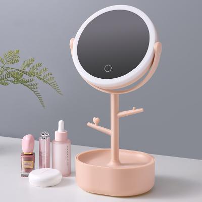 China USB Rechargeable Adjustable Cosmetic Makeup Mirror Smart Fill Light LED Lamp Lighted Beauty Desk Dorm Make Up Mirror for sale