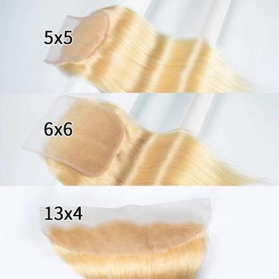 China Silky Straight Swiss Lace Wave 13x6 13x4 Sheer Headband Pre Plucked Straight 613 Blonde 100% Virgin Brazilian Hair 6x6 5x5 4x4 Closure for sale