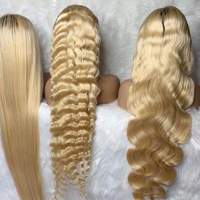 China Transparent Body Wave Brazilian Silky Straight 613 Wigs Full Hd Glueless Lace Wigs, Deep Wave 613 Wig Hair, Yellow Straight Lace Front Wigs for sale