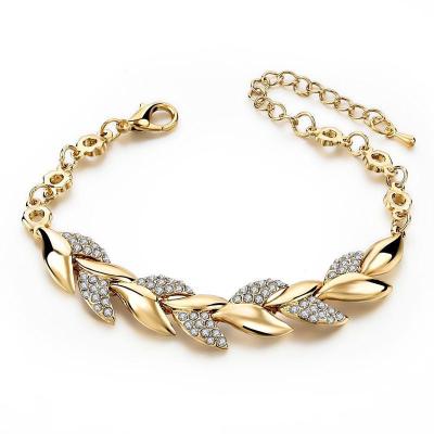 China New Durable Tree Leaf Shaped Stainless Steel Bracelet For Women Diamond Bracelet For Wedding Jewelry for sale