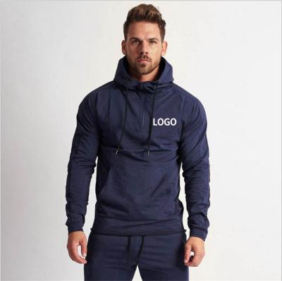 China New Autumn Men's Logo Spring Suit Sports Loungewear Zipper Breathable Custom Half-Breasted Running Pullover Hooded New Men's Fitness Sweater for sale