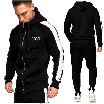 China Custom Men's Sport LOGO New Workout Sweater Suit Zipper Running Jogging Tracksuit Breathable Sportswear Two Piece Winter Suit Hoodie for sale