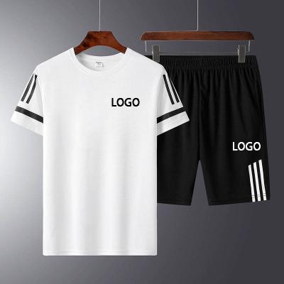 China Custom Sports Suit Men's Anti-Wrinkle Logo Summer Sportswear Fitness Running Shorts Two-Piece Short Sleeve Summer Couples Slim Suit for sale