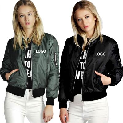 China Autumn and winter new style casual logo women's coat solid color fashion zipper stand collar jacket women's jacket Anti-wrinkle casual for sale