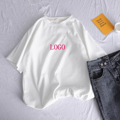 China Solid color summer T-shirt women sleeve leisure LOGO New anti-pilling comfortable breathable breathable top fashion shiny short loose style custom made for sale