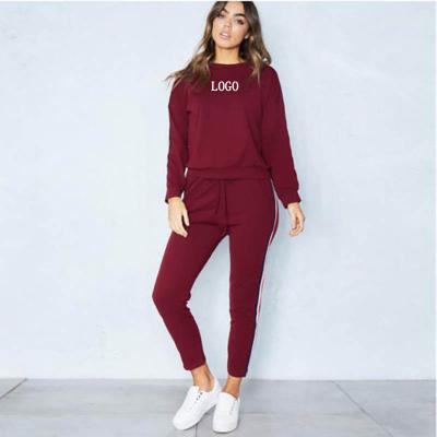 China Anti-Wrinkle LOGO Custom New Spring/Side Stripes Contrast Sweater Suit Tracksuits Leisure and Autumn Sports Sweatsuit Set Women for sale