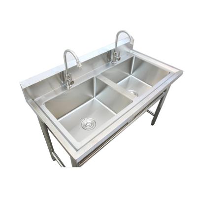 China With Faucet Low Price Stainless Steel Kitchen Drainer Double Sink Commercial Double Bowl for sale