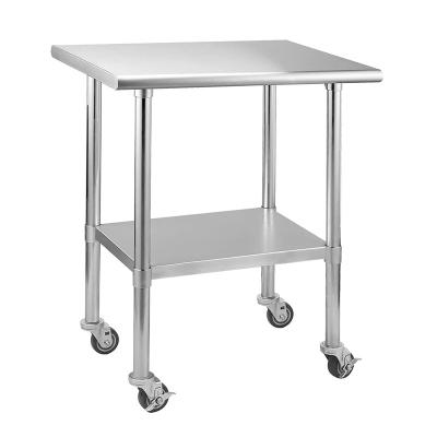 China Universal Commercial Workstations with Wheels, Kitchen Island, Stainless Steel Prep Work Table with Adjustable Shelf, for sale