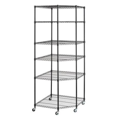 China Multifunctional Wire Steel 6 Tier Corner Shelf Garage Storage Shelving Corner Heavy Duty Rack for sale