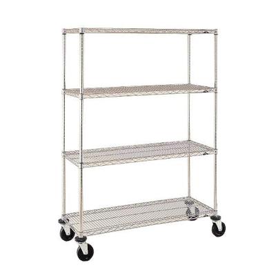 China Multifunctional Wire Shelving Cart, 4-Shelf Chrome for sale