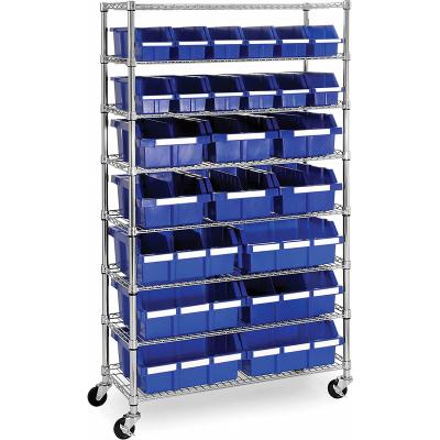 China Seville Classics Multifunctional NSF Trash Rack Solid Steel Wire Heavy Duty Shelving Storage Unit, Patented Organizer for Garage, Includes 21 Bins for sale