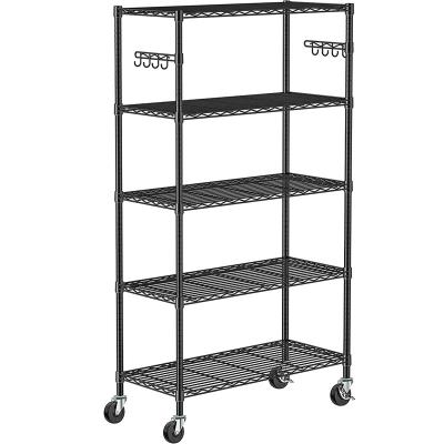 China 5-Shelf Multifunctional Shelving Units On Wheels Castors With S Hook for sale